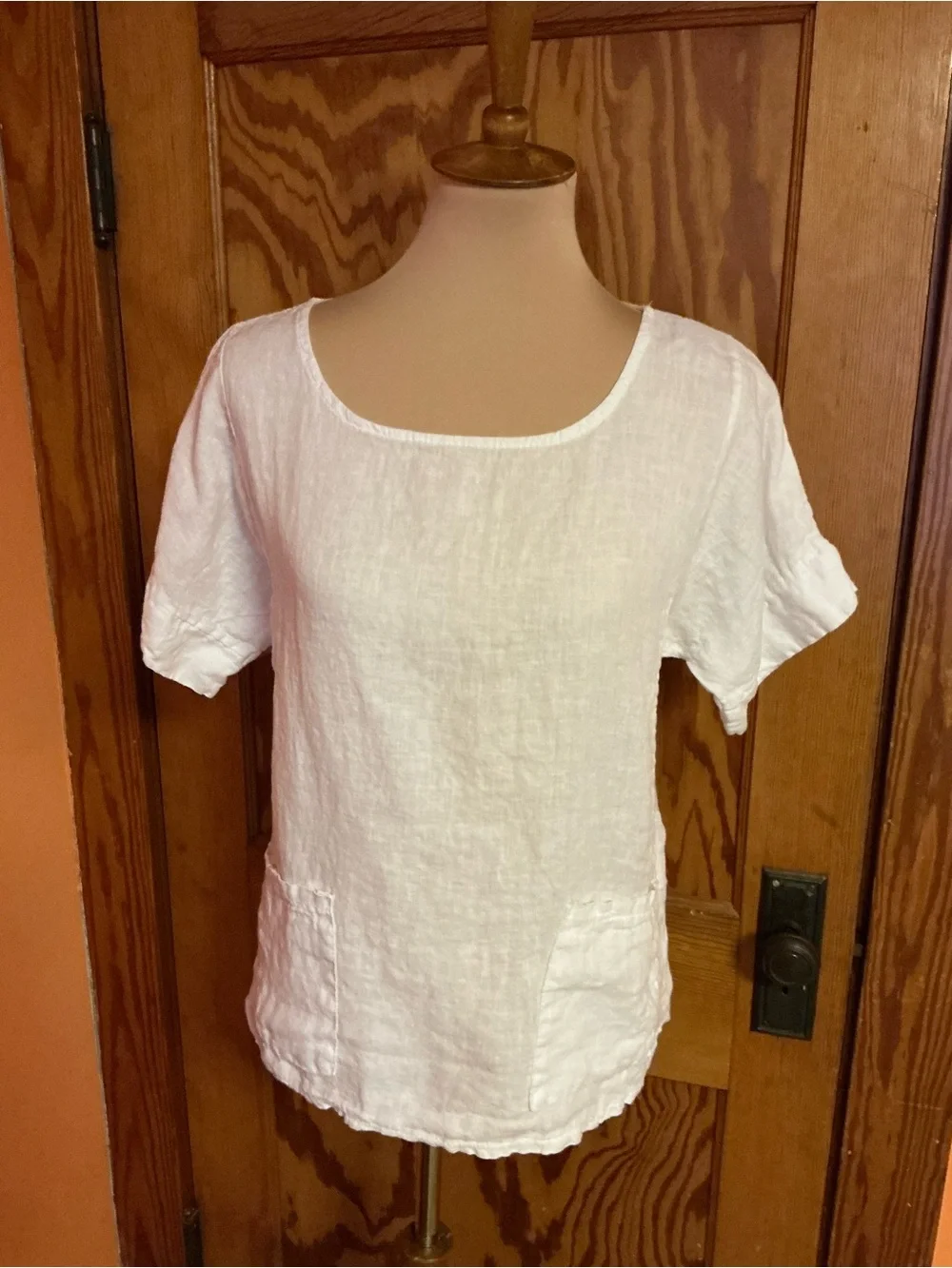 Francesca Bettini White Linen Tunic Top Made in Italy Pockets Medium - Picture 14 of 15